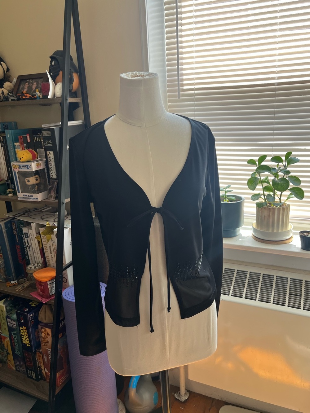 Y2K vintage rampage beaded sheer front tie cardigan top